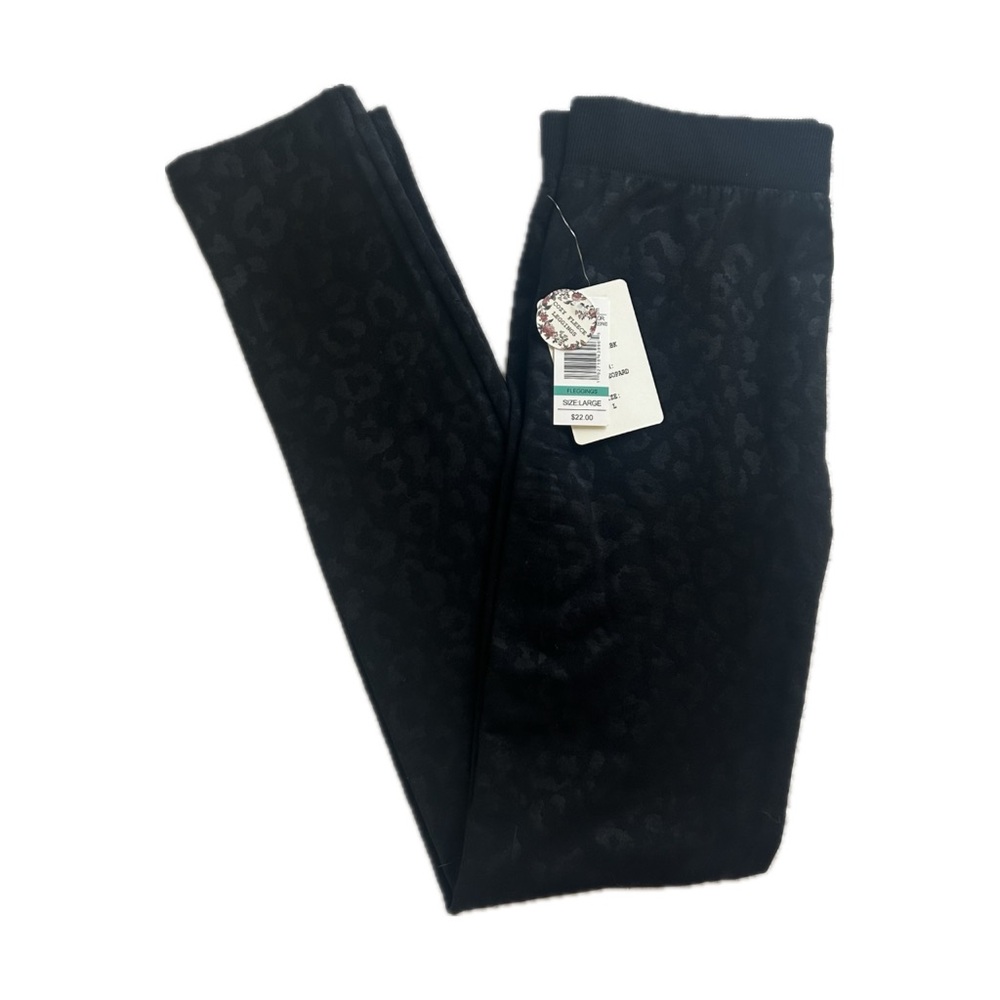 Brand New Leopard Fleece Black Leggings